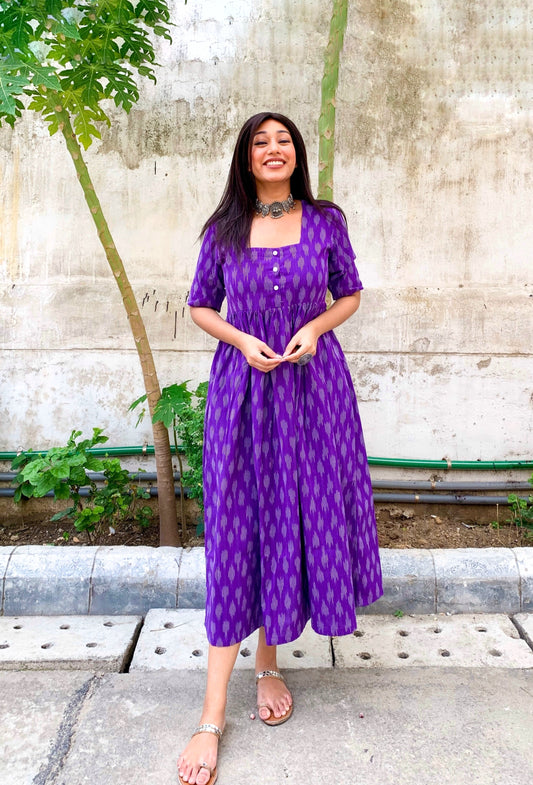 Purple Ikkat Maxi Dress