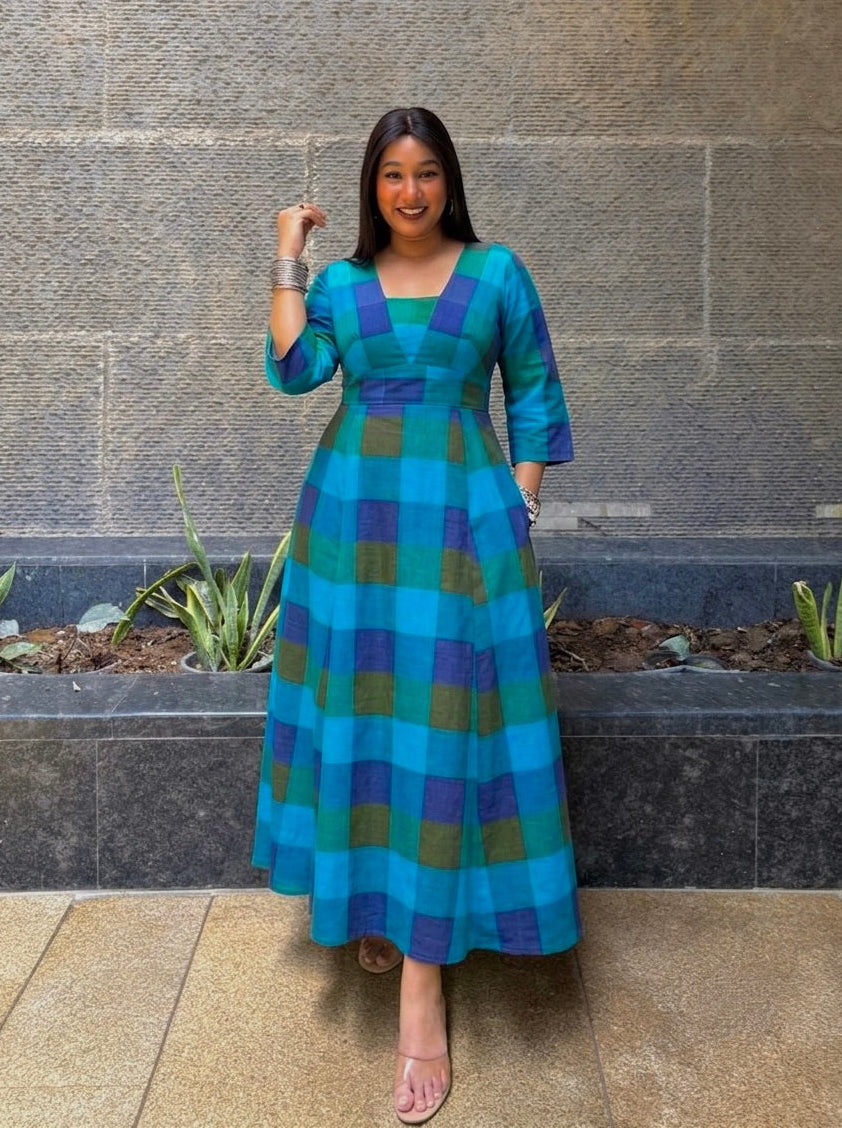 Aqua Blue Fit & Flare Dress