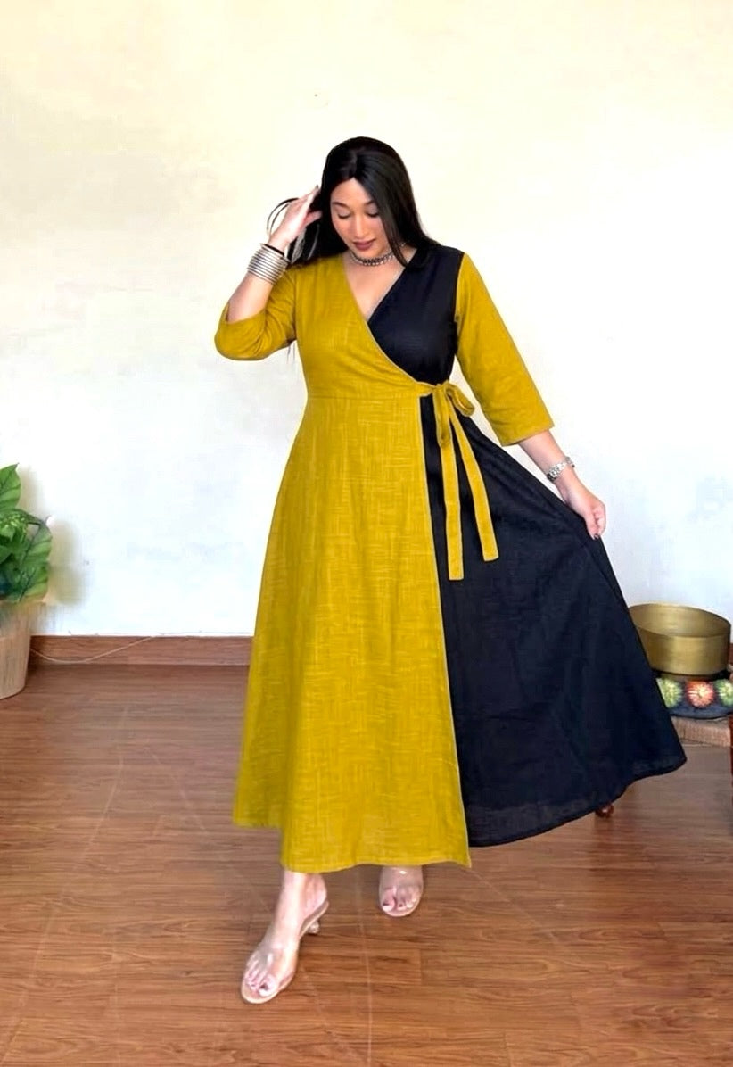 Black Lemon Wrap Dress