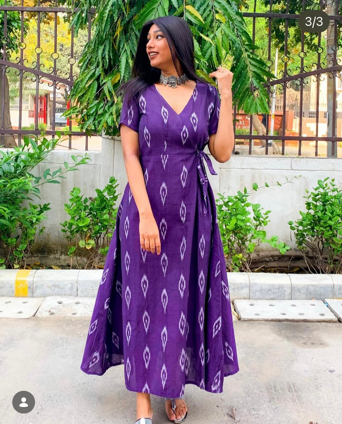 Aubergine Purple Ikkat Angrakha