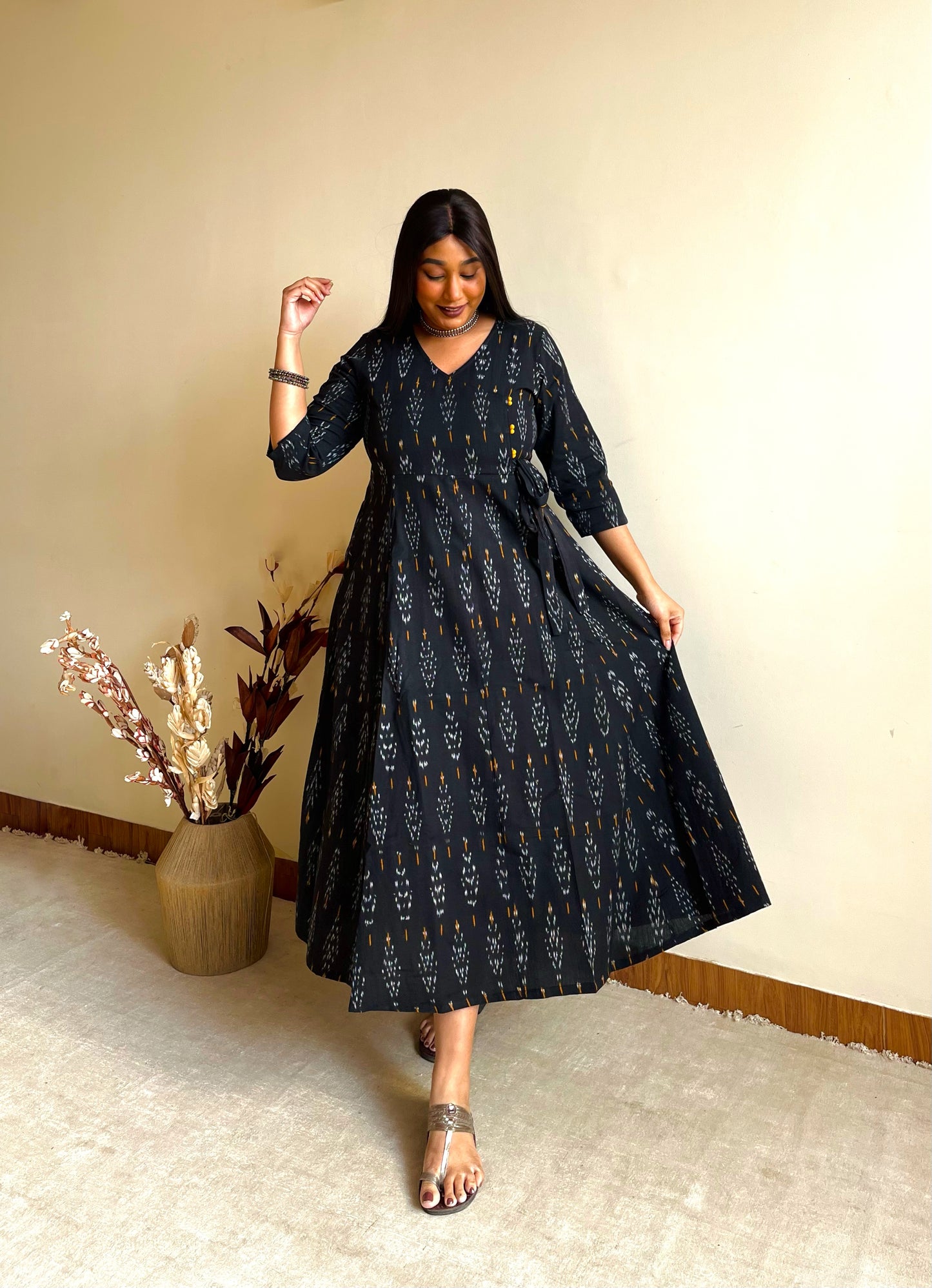 Midnight Black Angrakha Dress