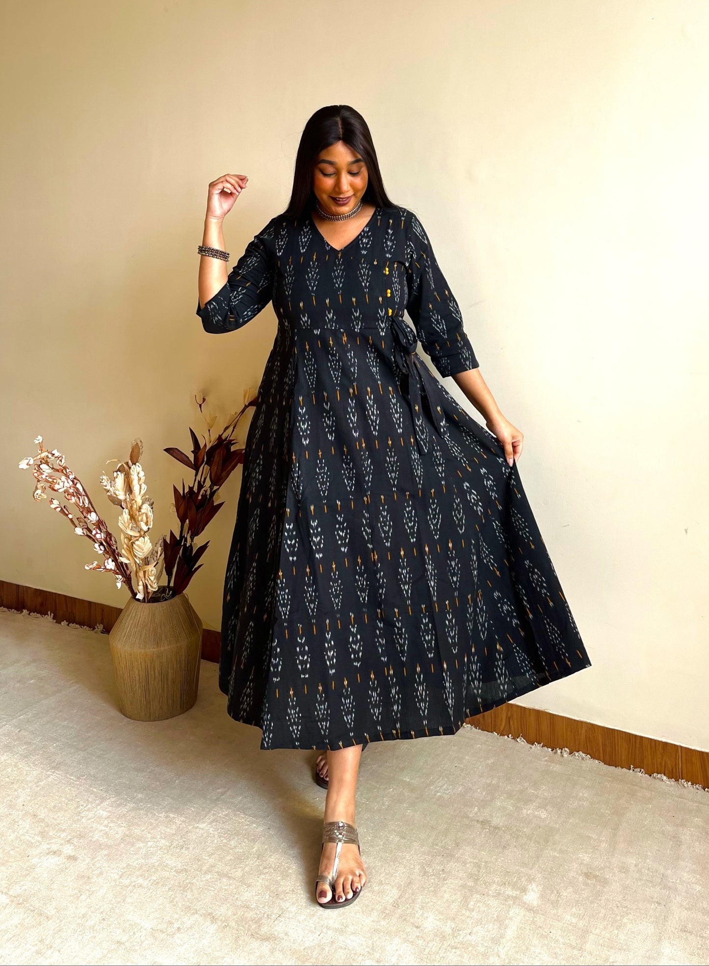 Midnight Black Angrakha Dress