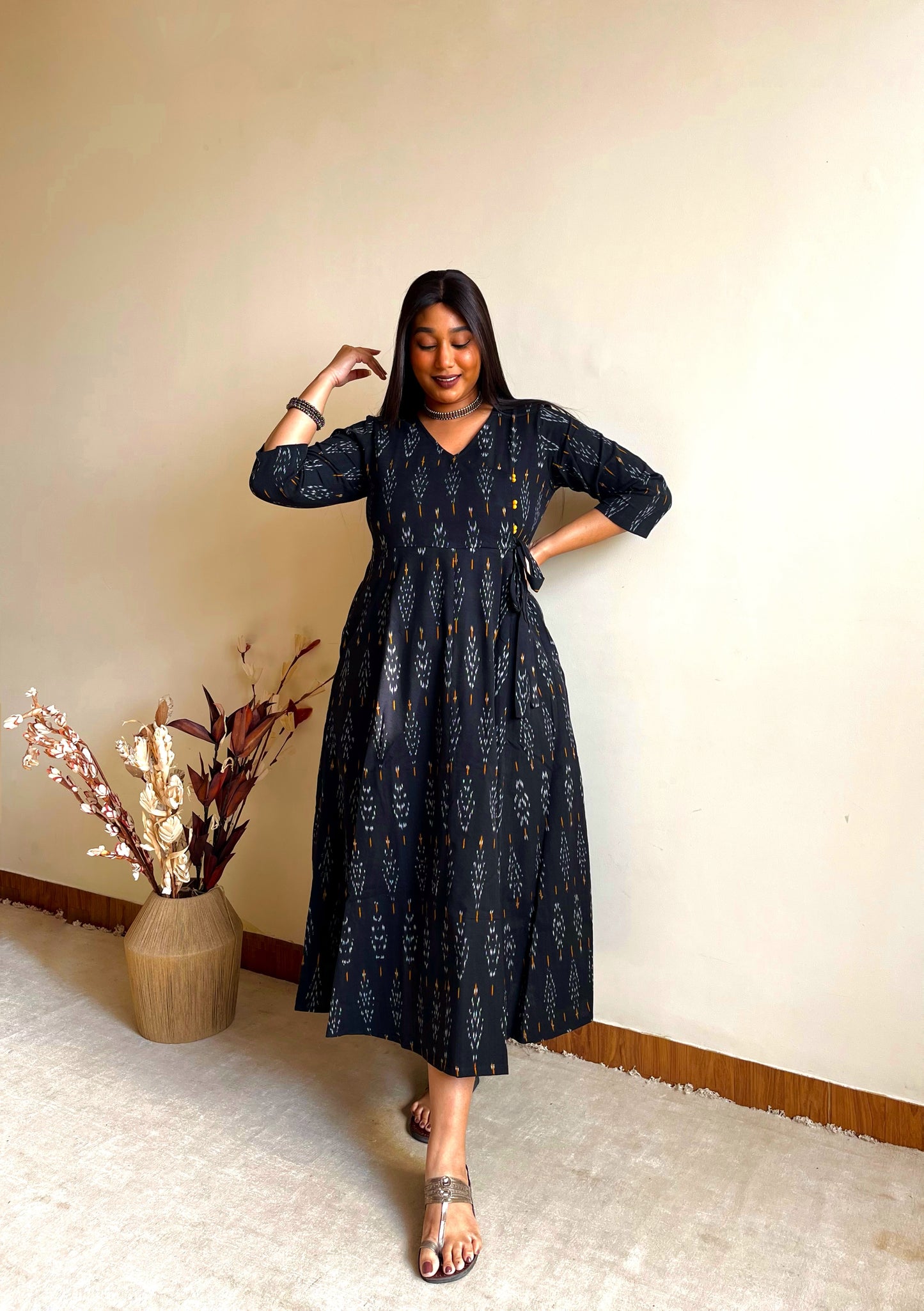 Midnight Black Angrakha Dress