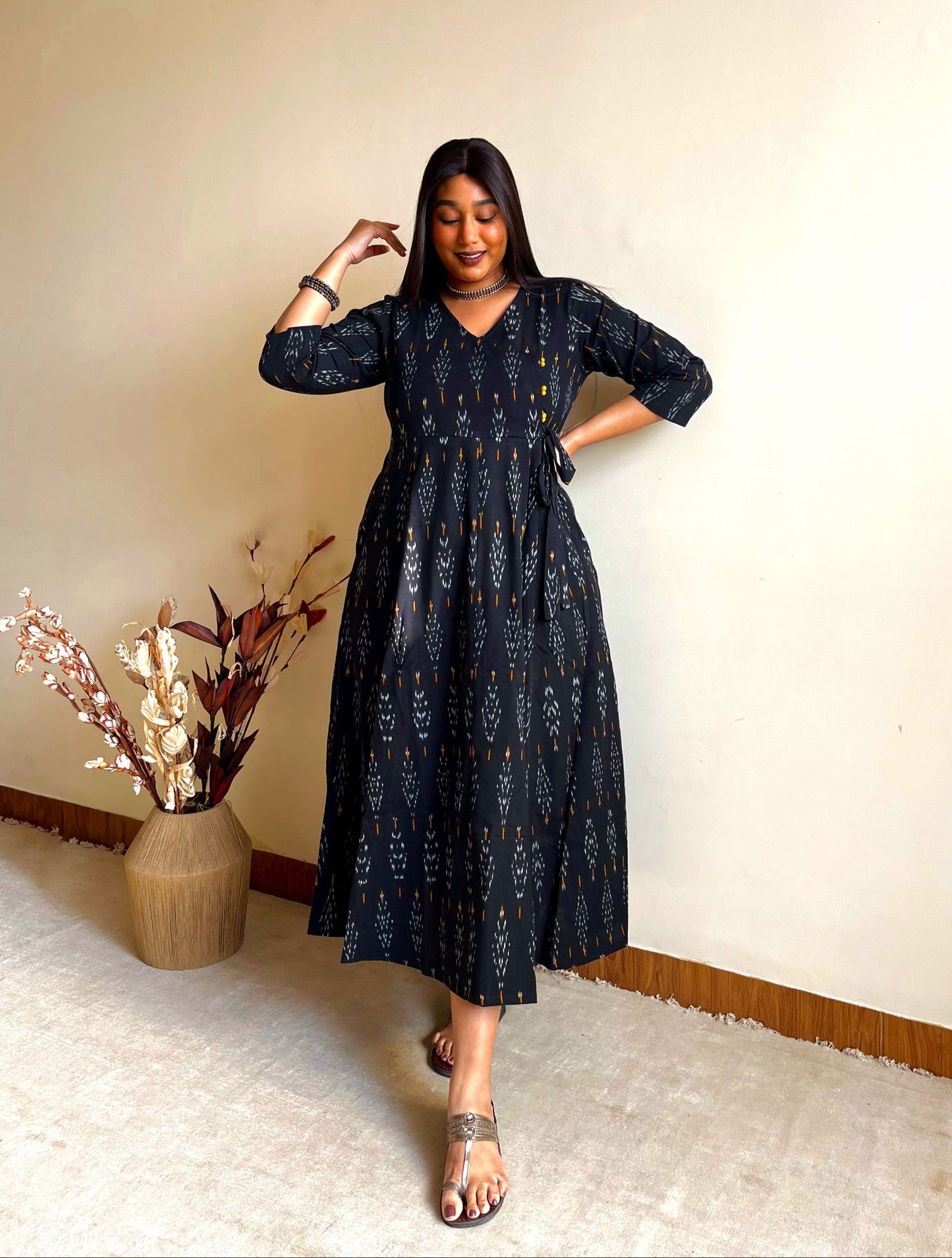 Midnight Black Angrakha Dress