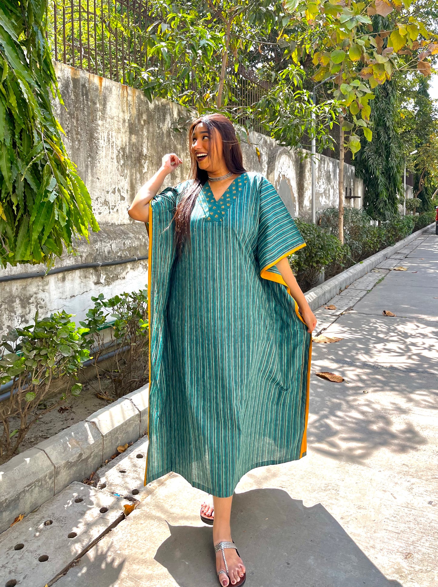 Faiza Green Kaftan