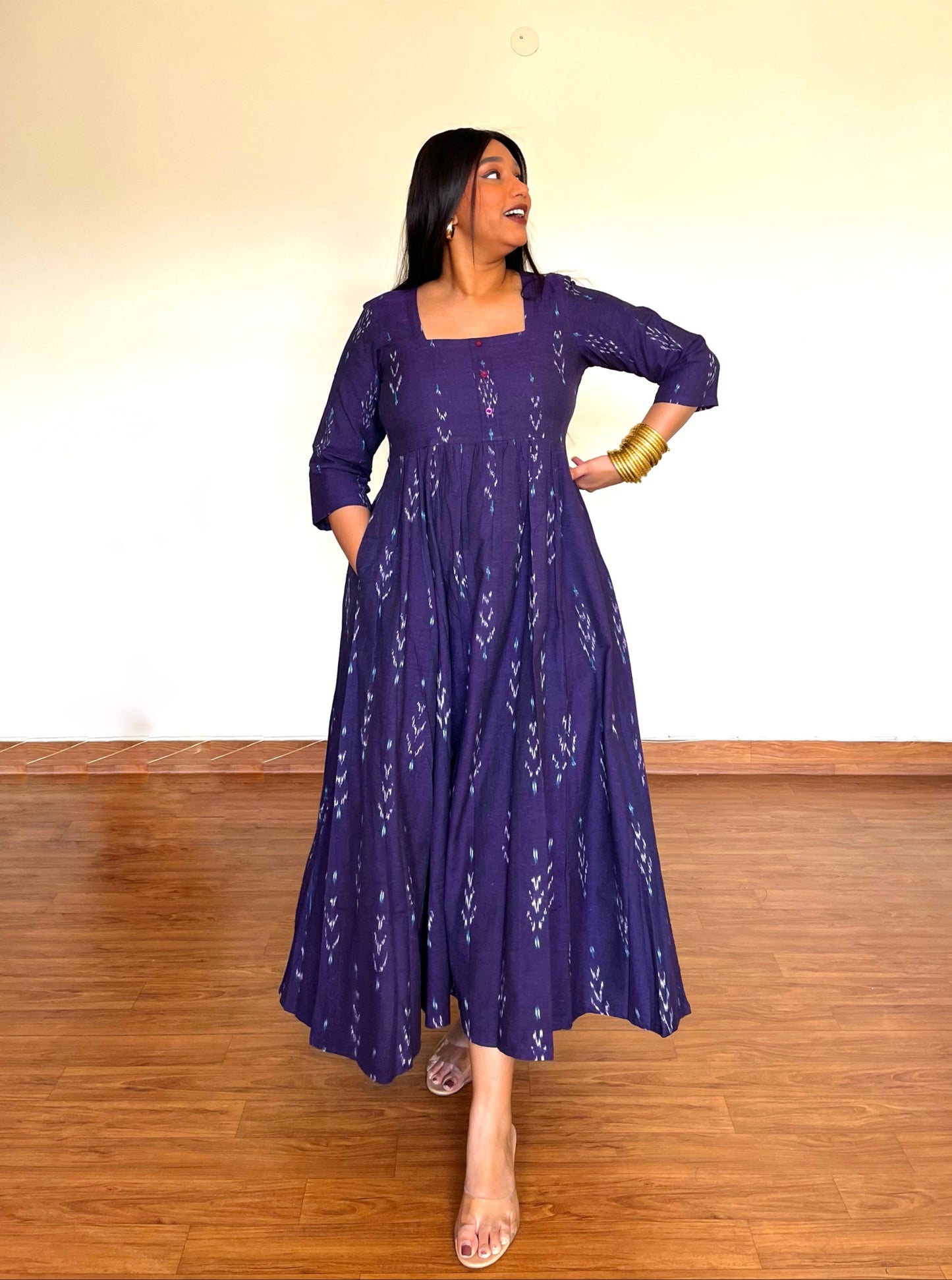 Deep Purple Ikat Maxi Dress