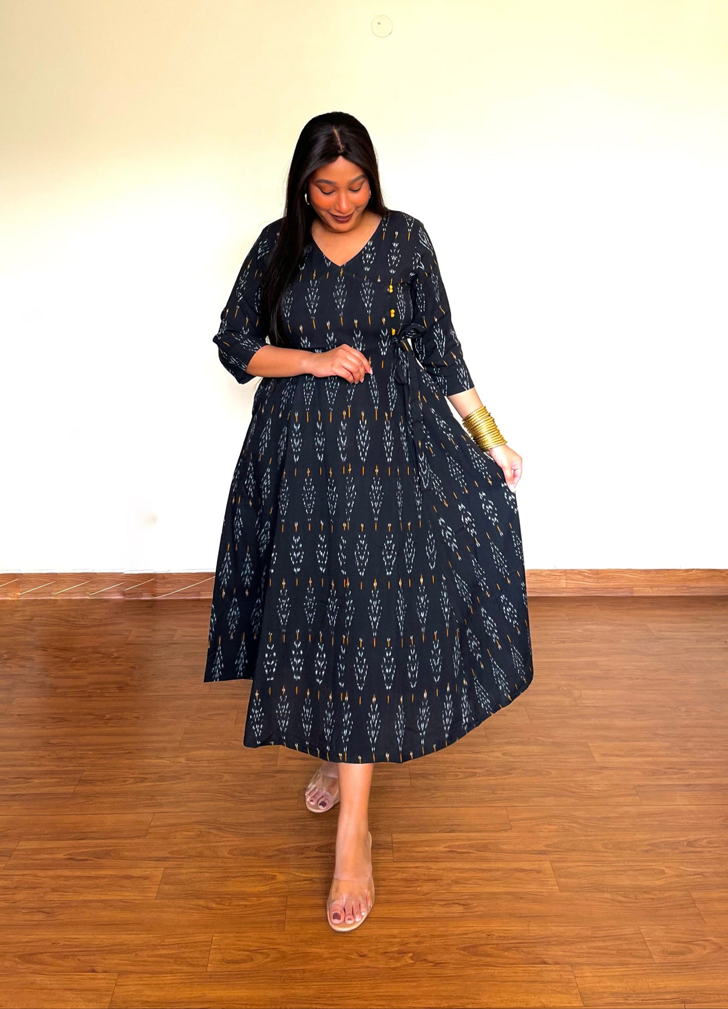 Midnight Black Angrakha Dress