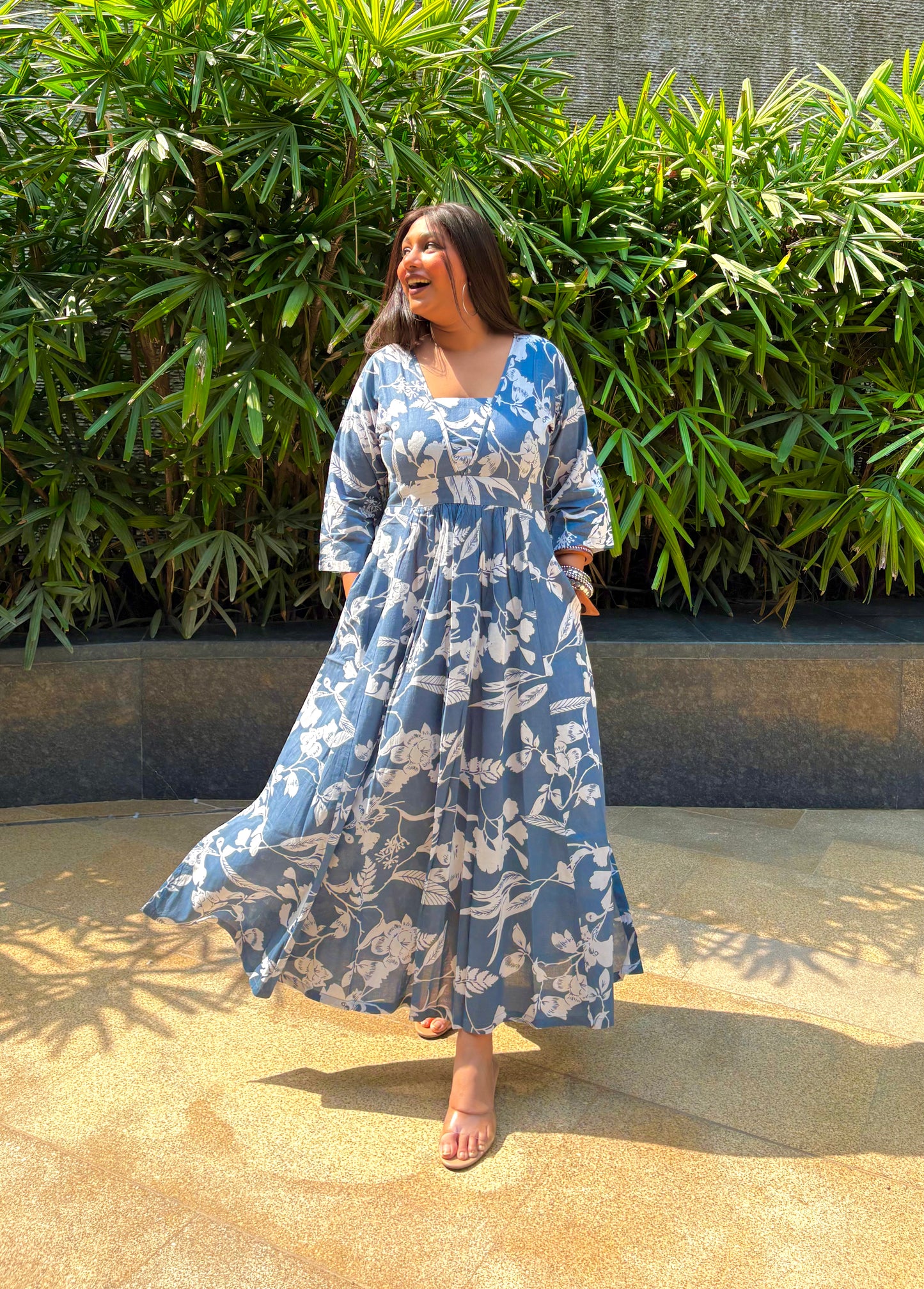 Ash Blue Fit & Flare Dress