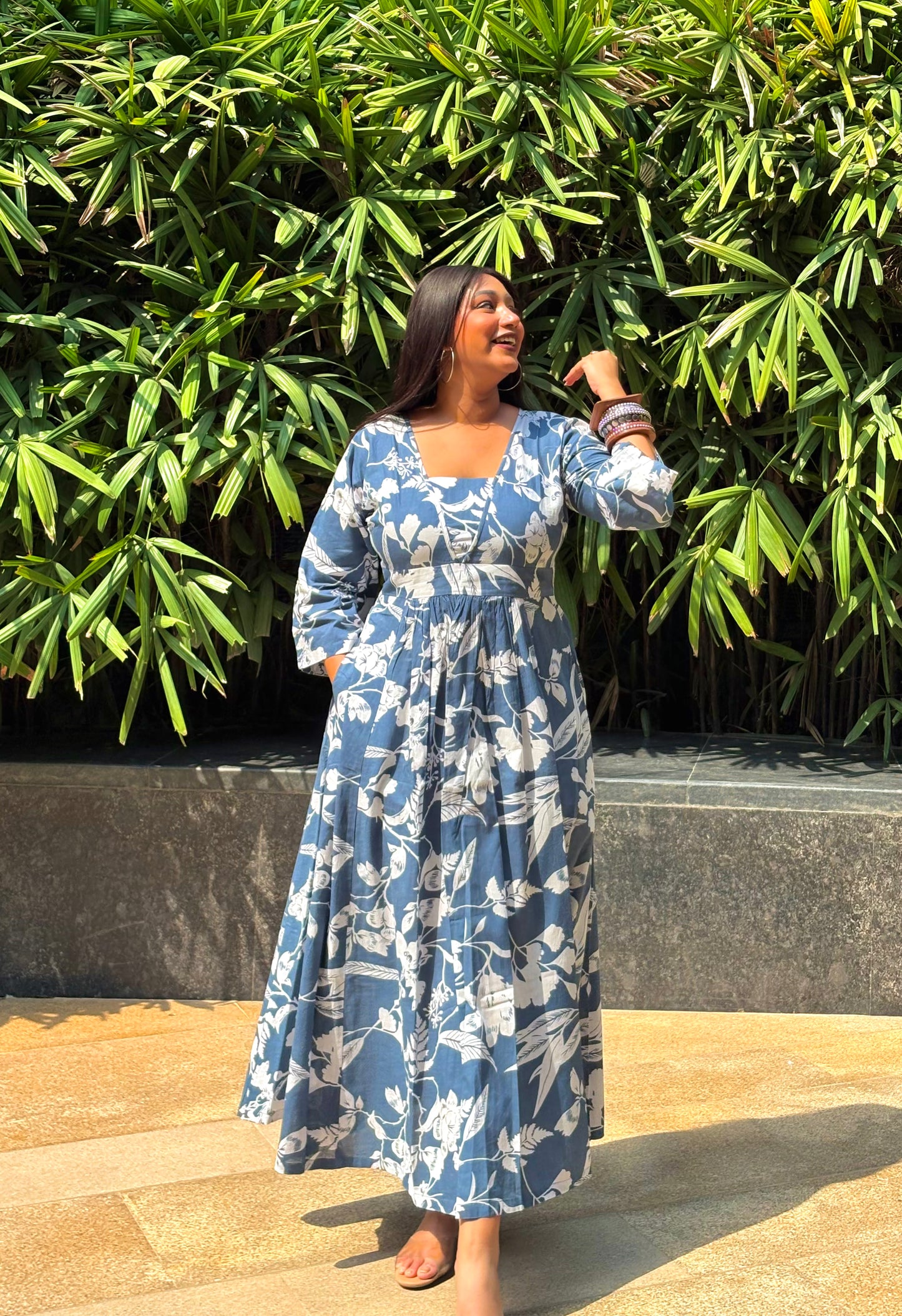 Ash Blue Fit & Flare Dress