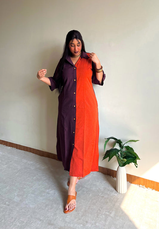 Autumn Sunset Shirt Dress (S)