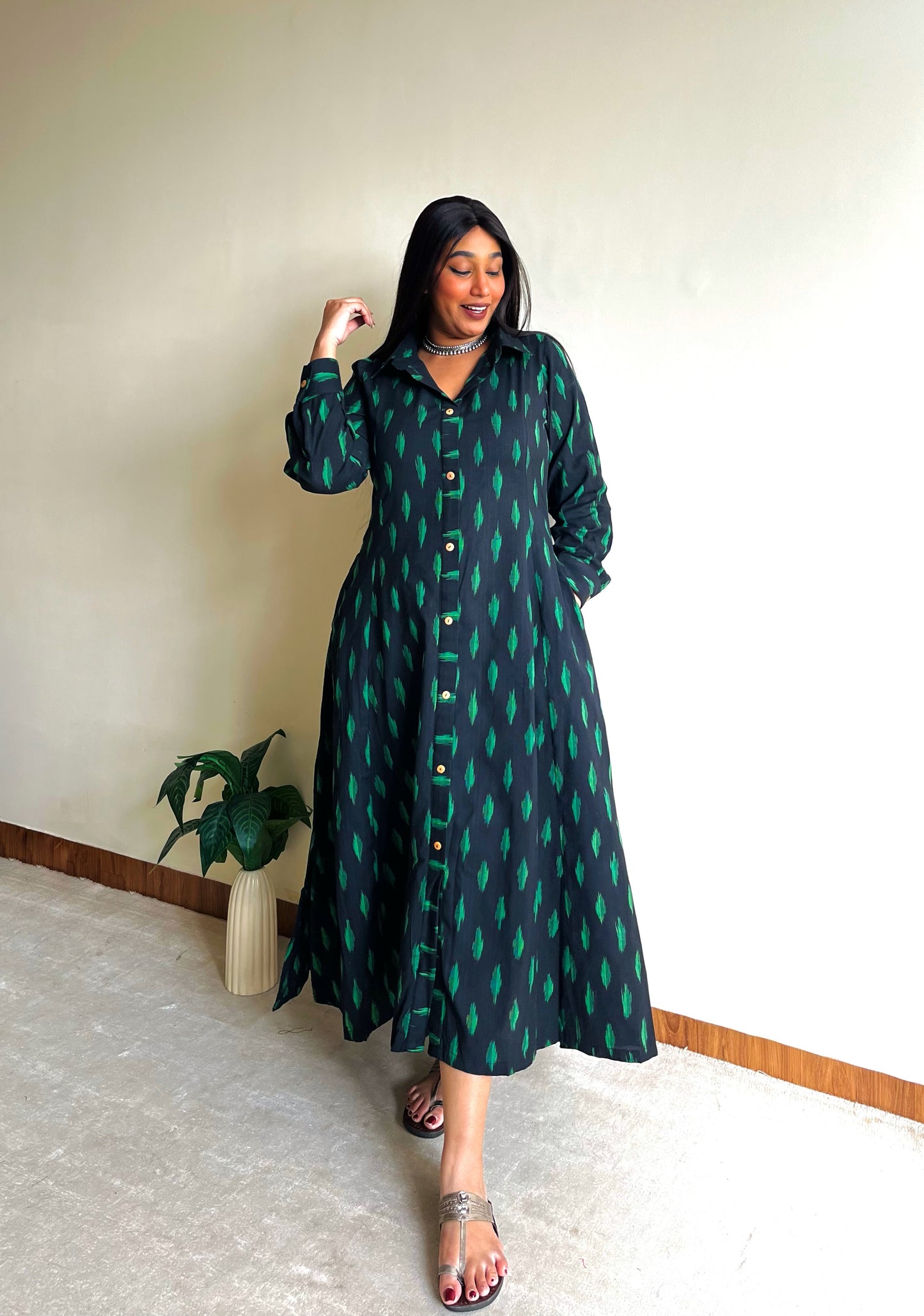 Evergreen A-line Shirt Dress