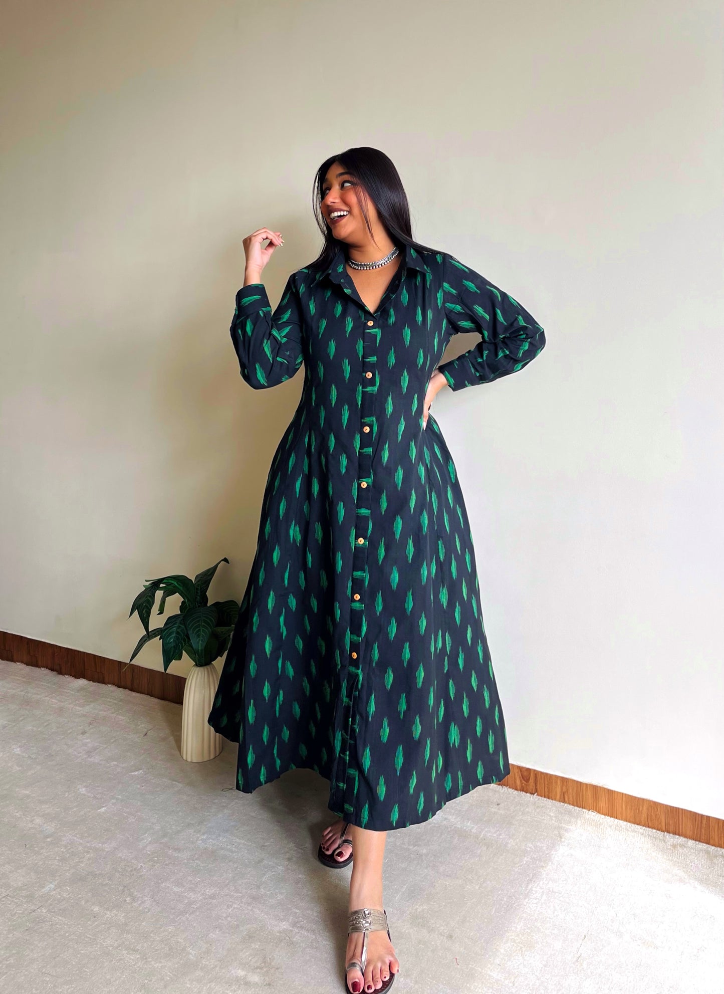 Evergreen A-line Shirt Dress