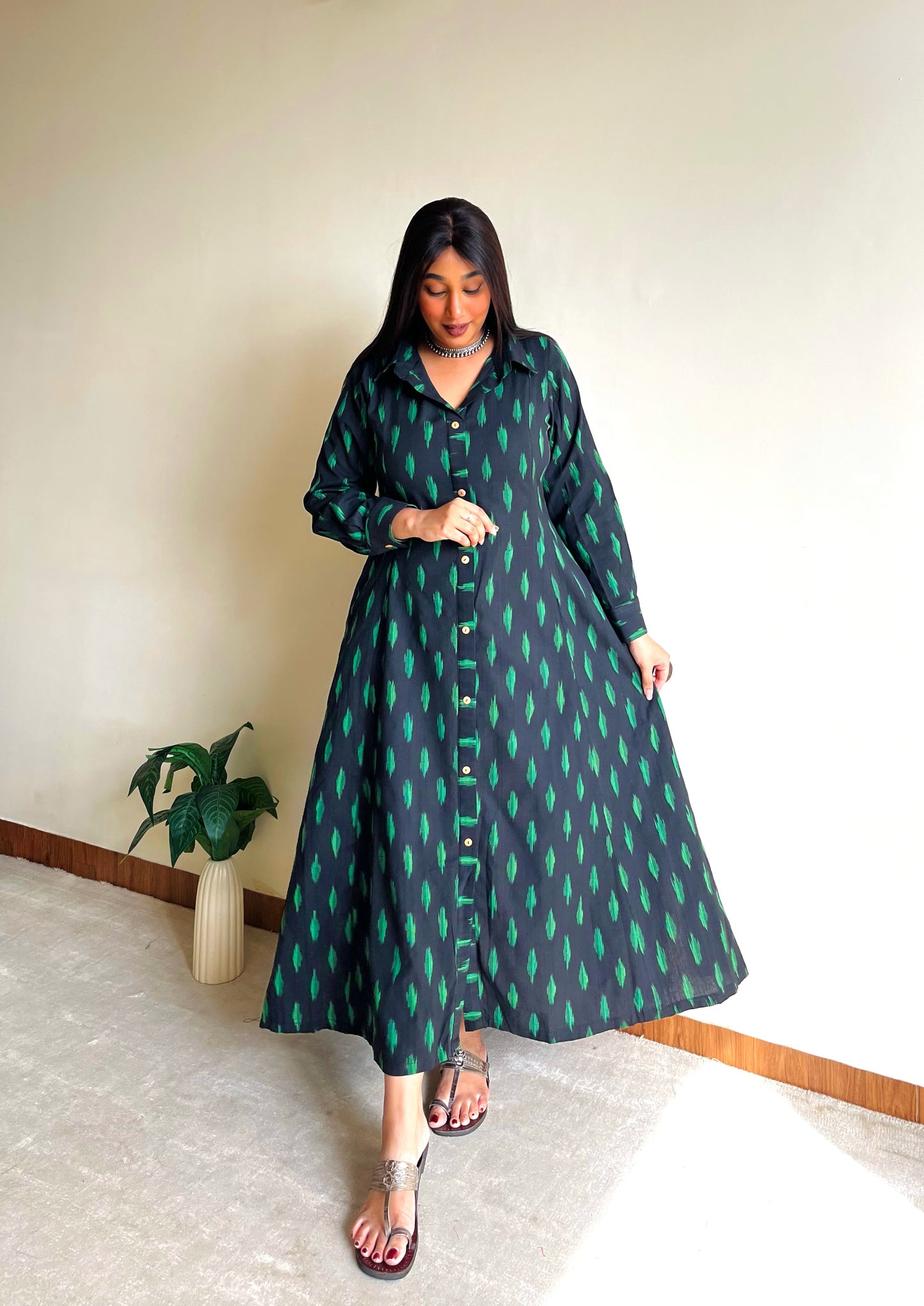 Evergreen A-line Shirt Dress