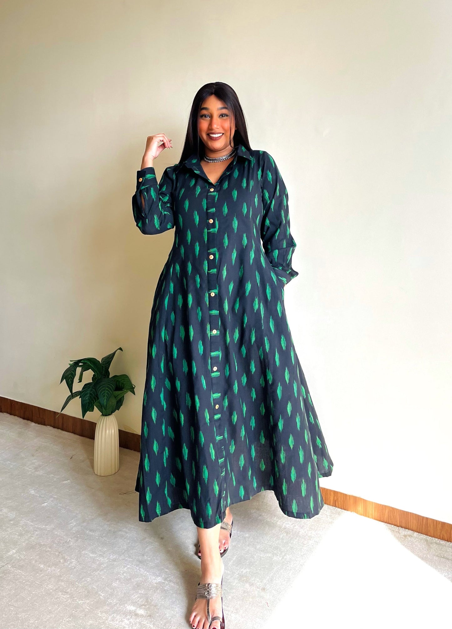 Evergreen A-line Shirt Dress