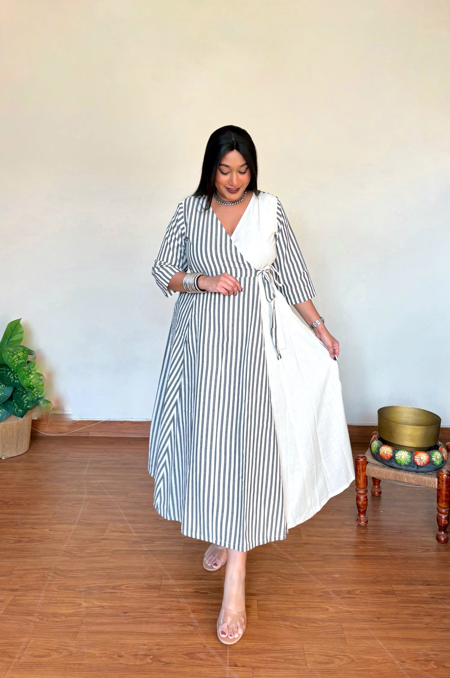 Aarini Half & Half Ikkat Wrap Dress