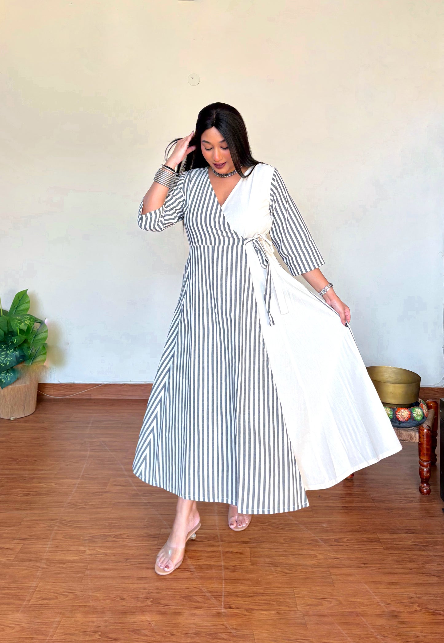 Aarini Half & Half Ikkat Wrap Dress