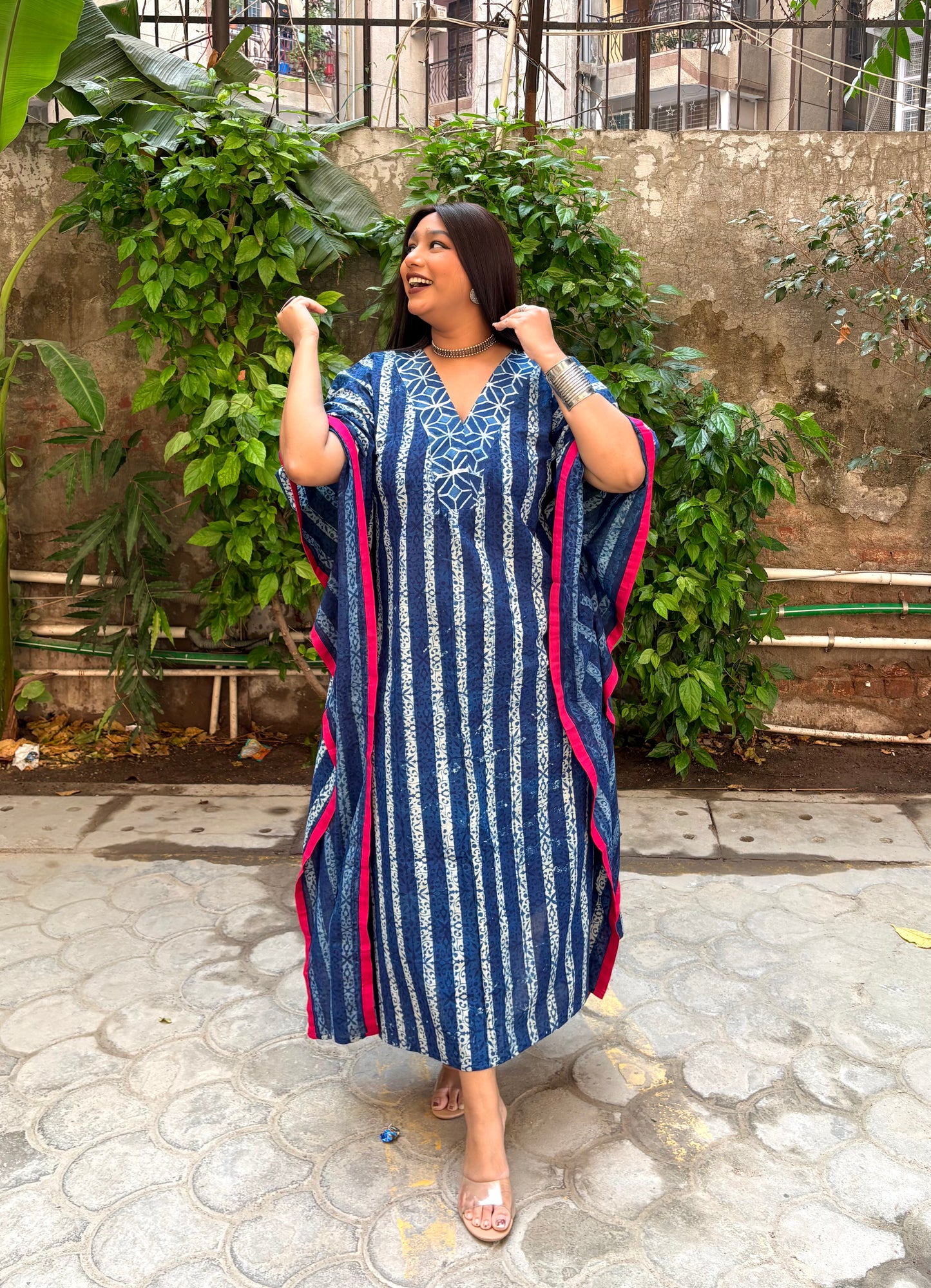 Shinat Indigo Stripe Kaftan