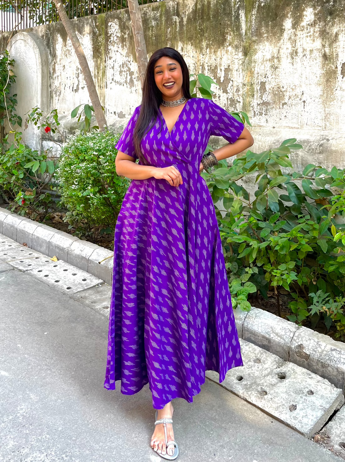 Ayesha Purple Wrap-Style Anarkali