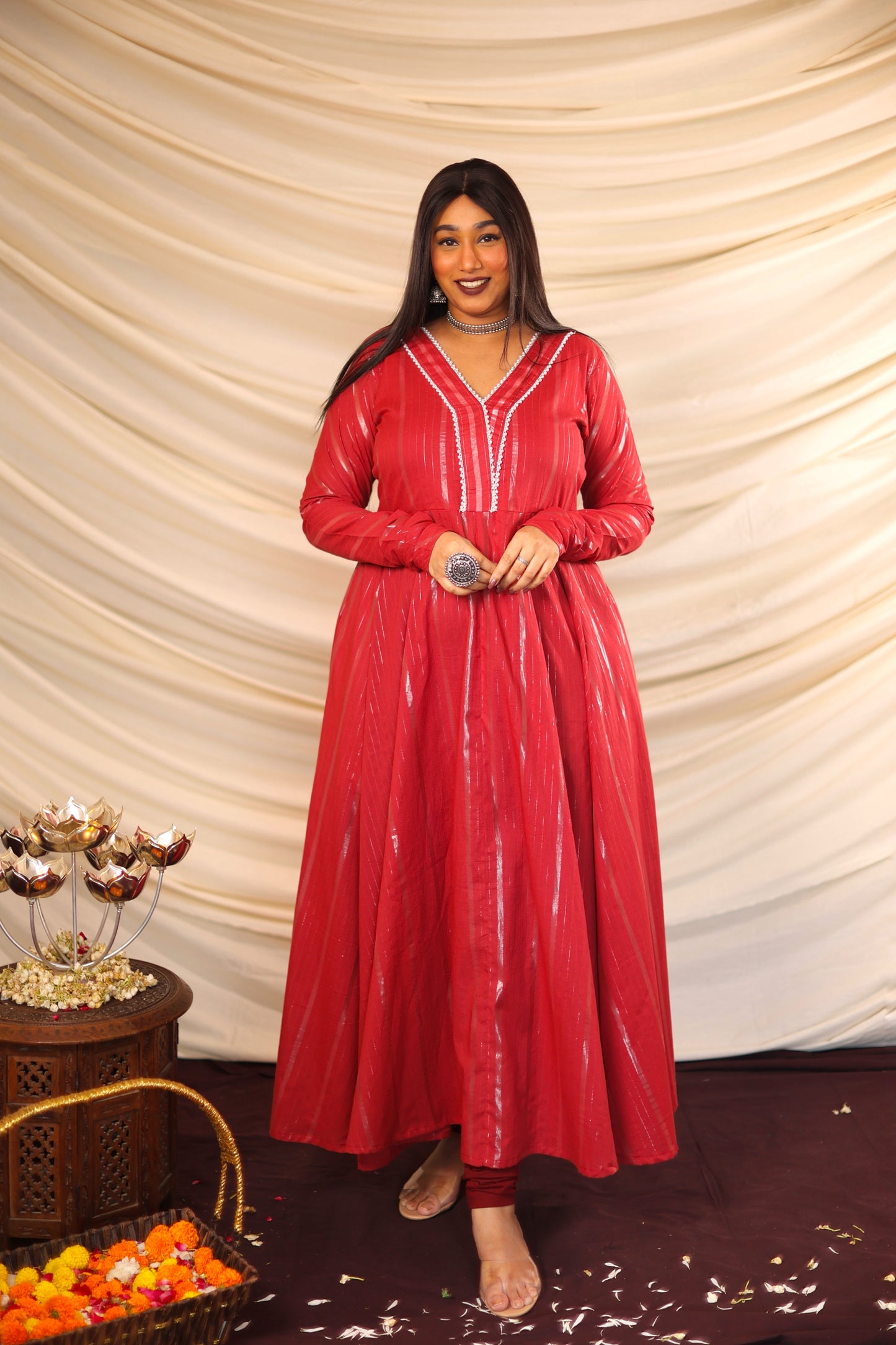 Naira Maroon Anarkali