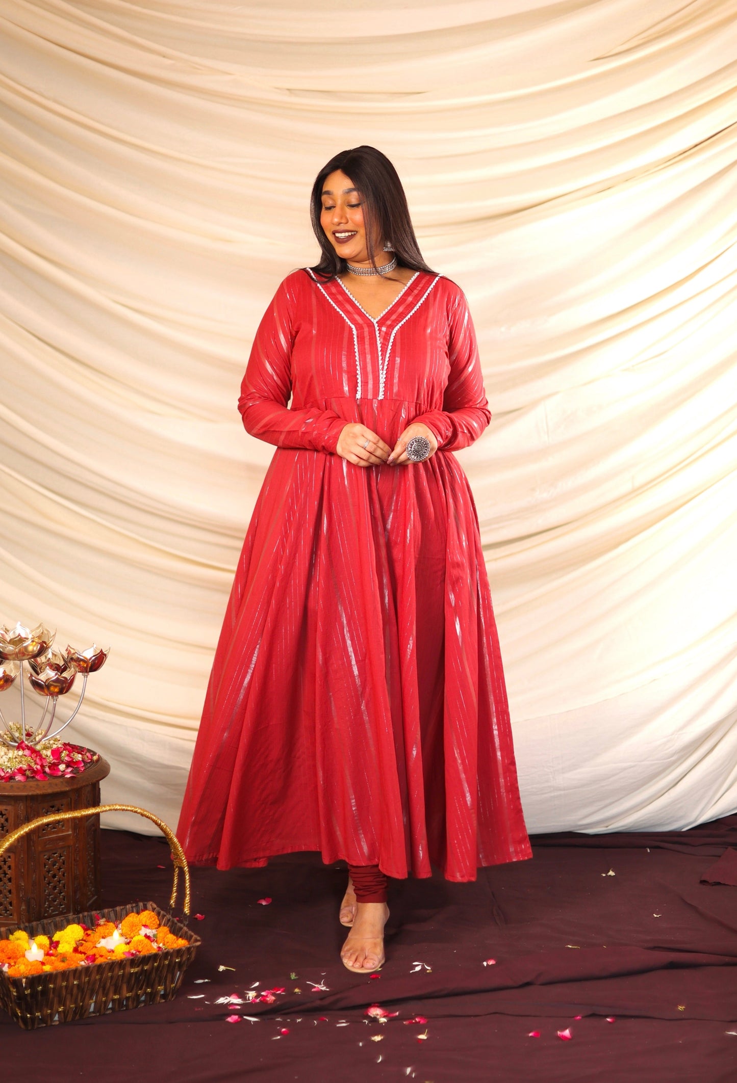 Naira Maroon Anarkali