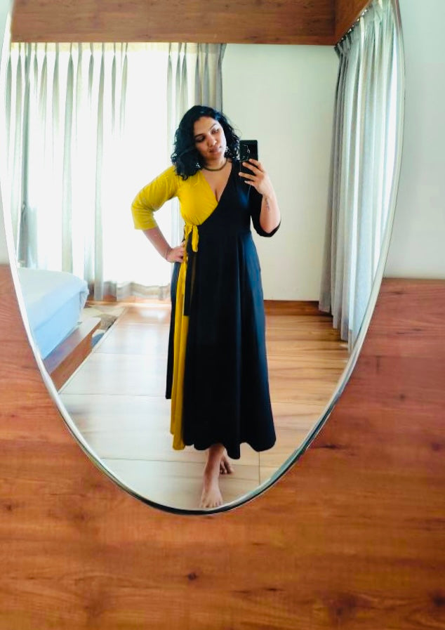 Black Lemon Wrap Dress