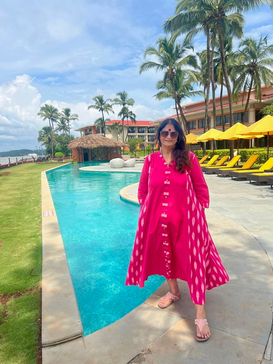 Blush Pink A-line Patchwork Dress