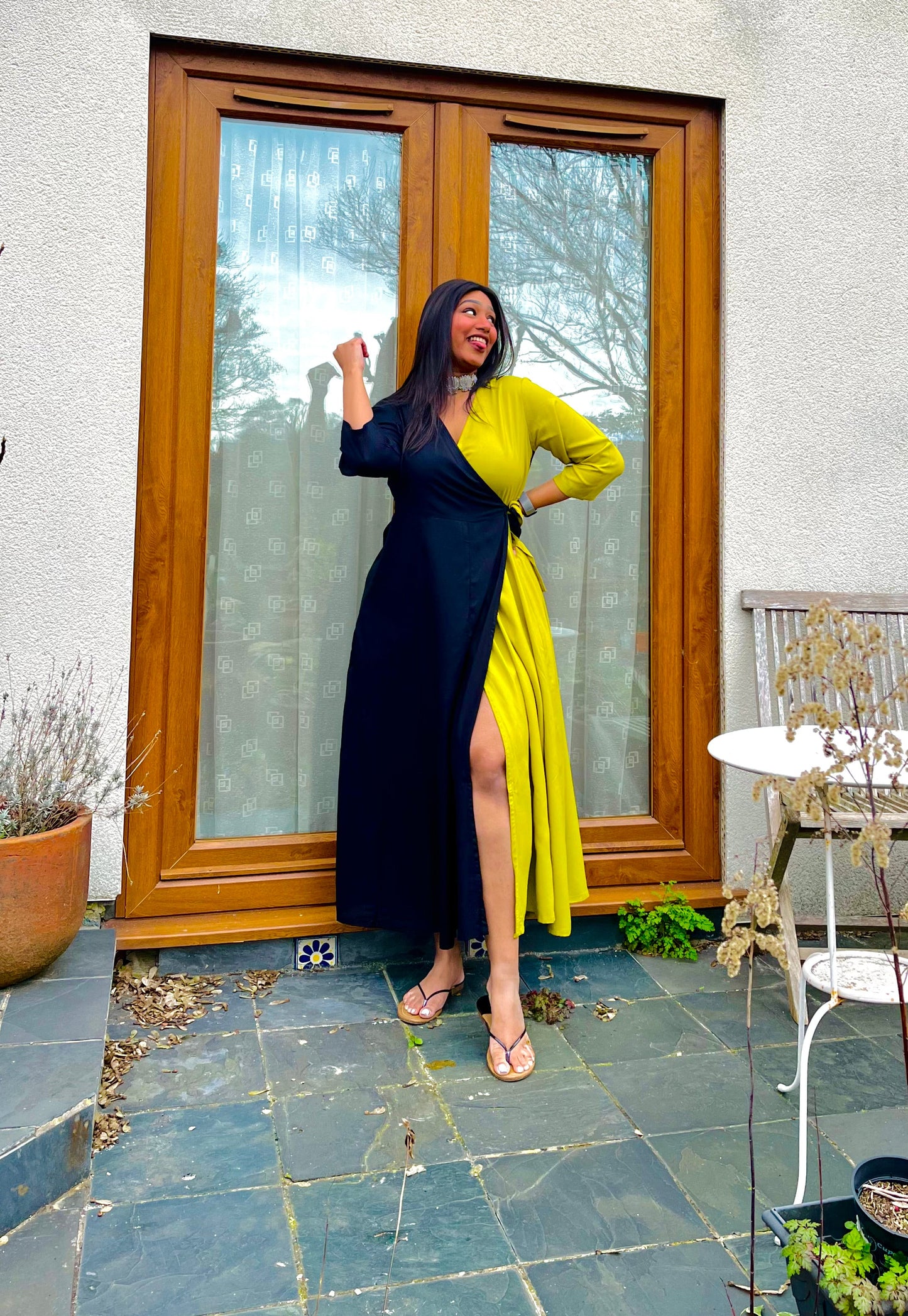 Black Lemon Wrap Dress