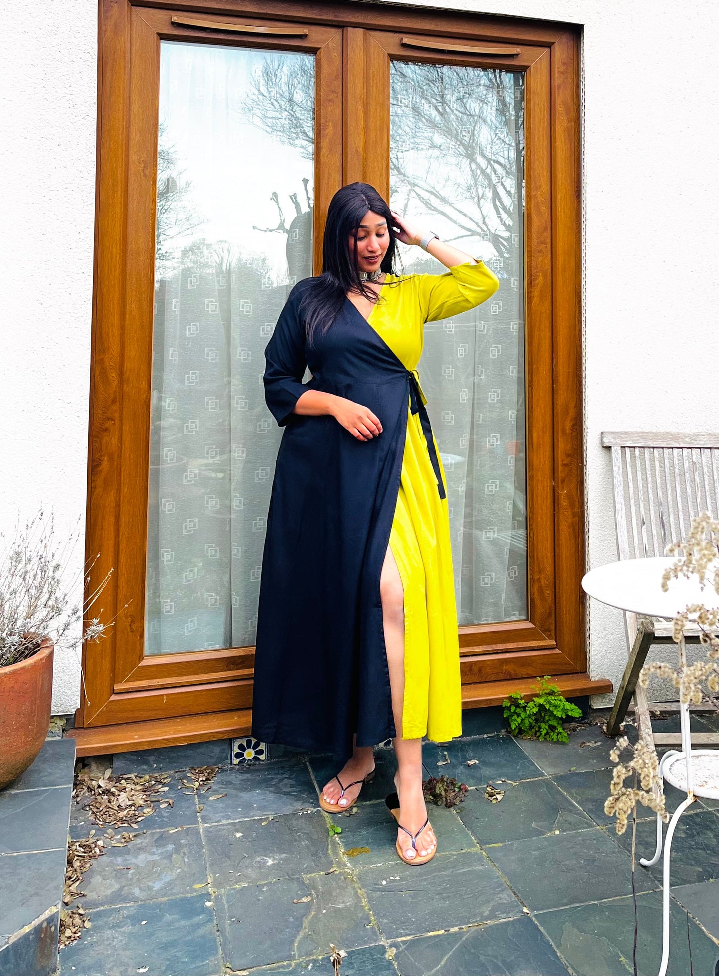 Black Lemon Wrap Dress
