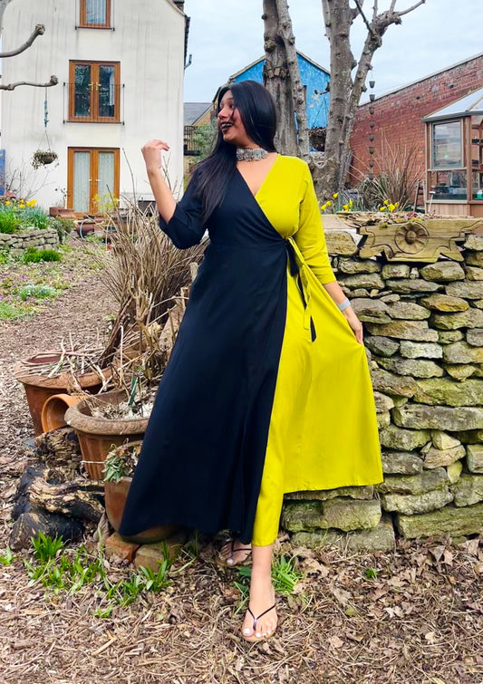 Black Lemon Wrap Dress