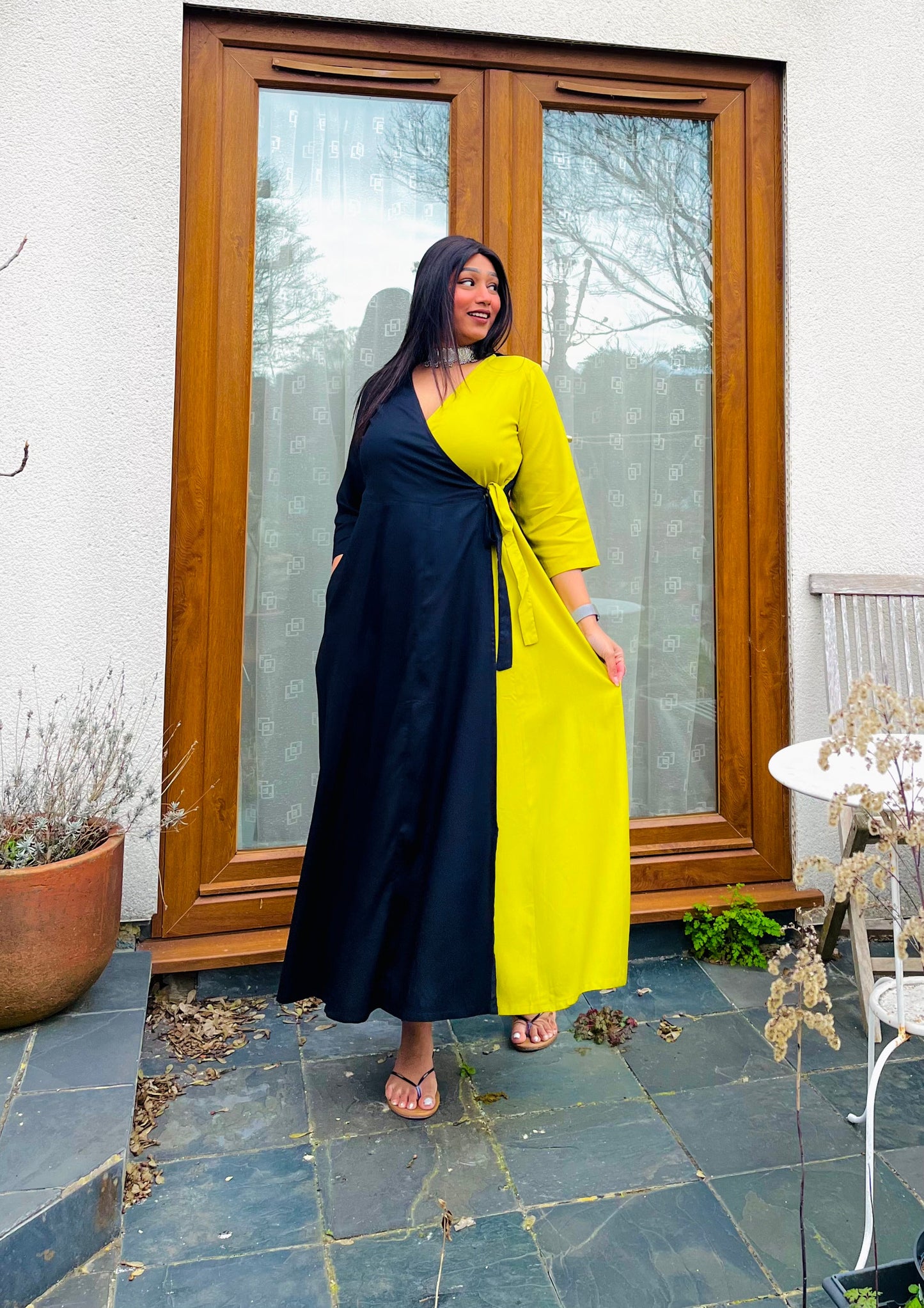 Black Lemon Wrap Dress