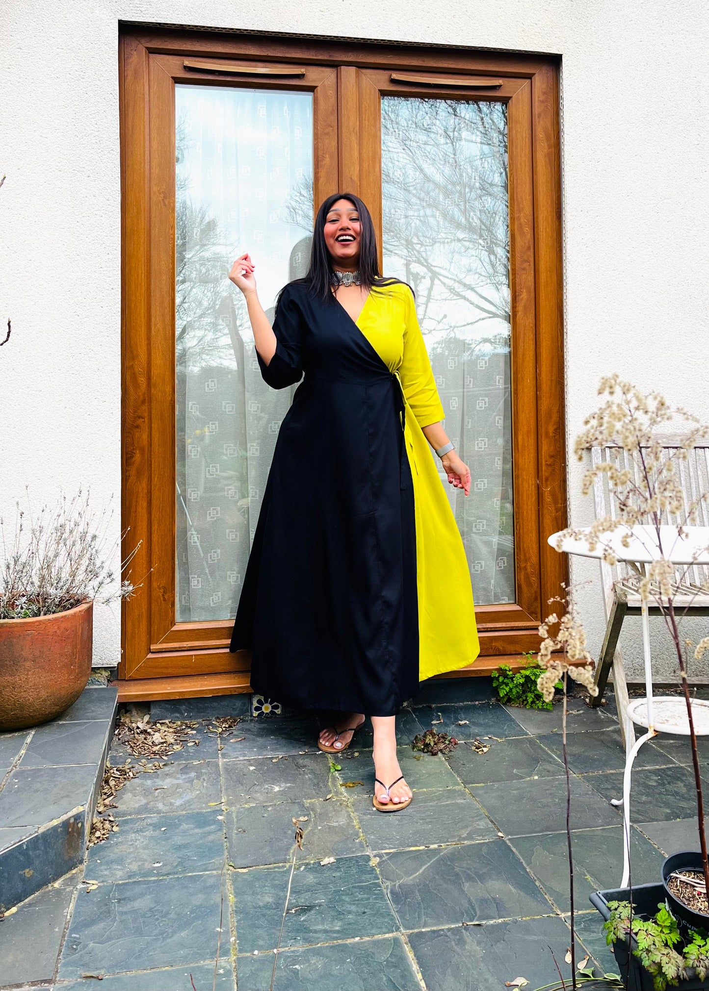 Black Lemon Wrap Dress