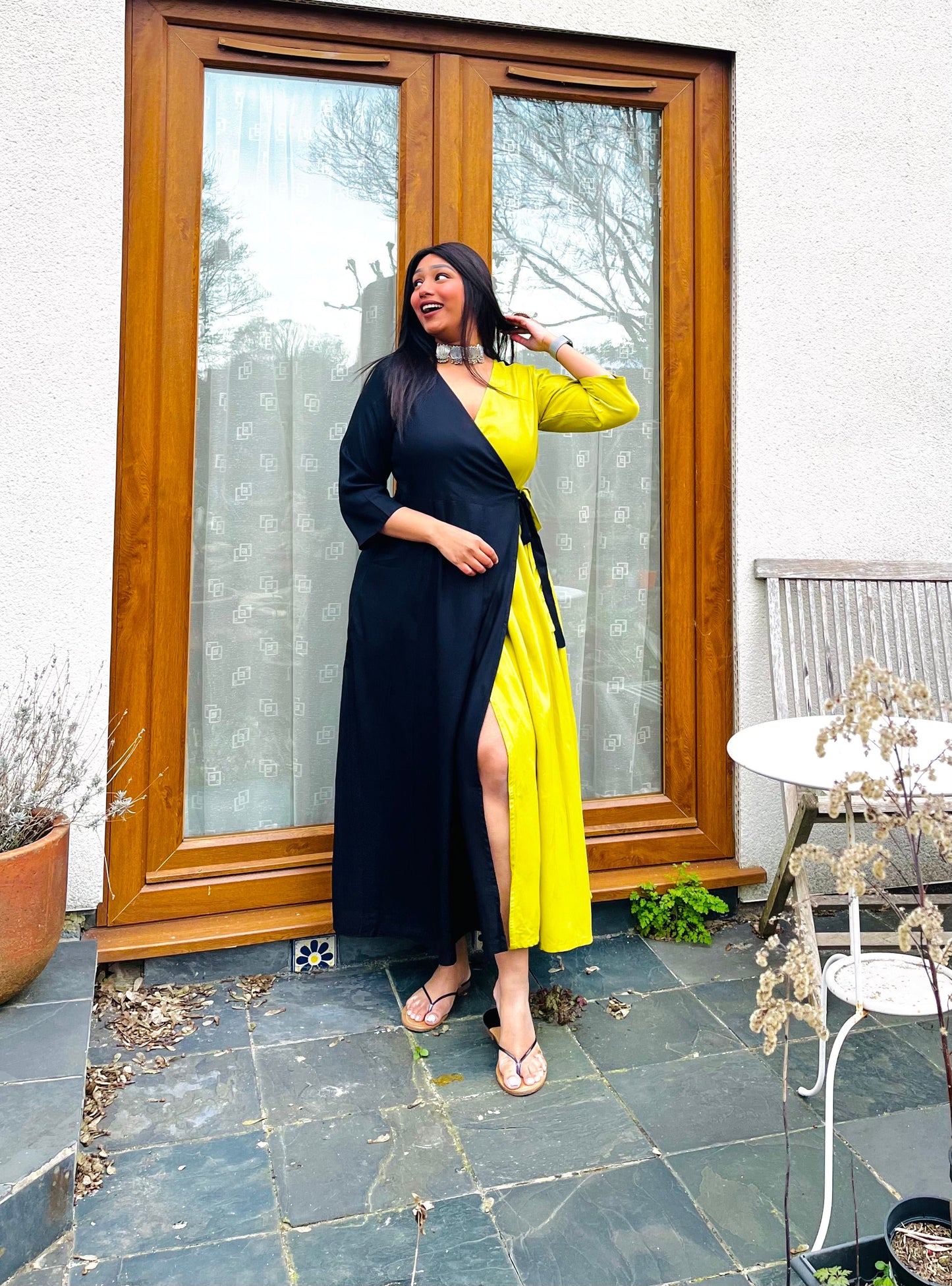 Black Lemon Wrap Dress