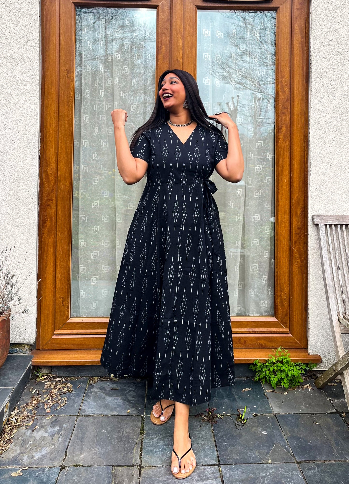 Ahana Ikkat Angrakha Dress