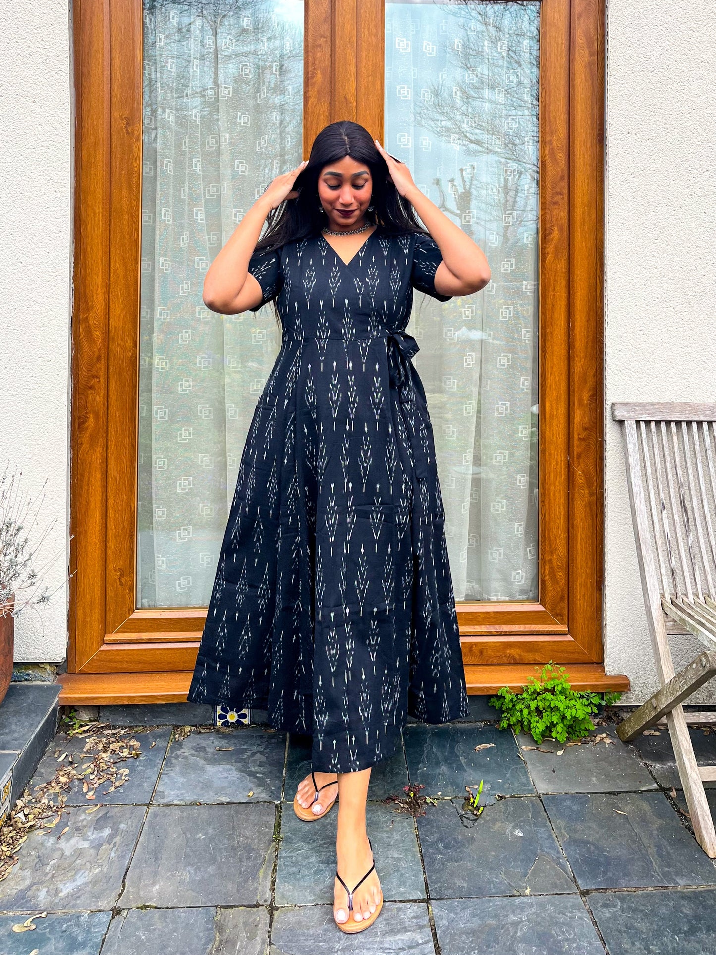 Ahana Ikkat Angrakha Dress