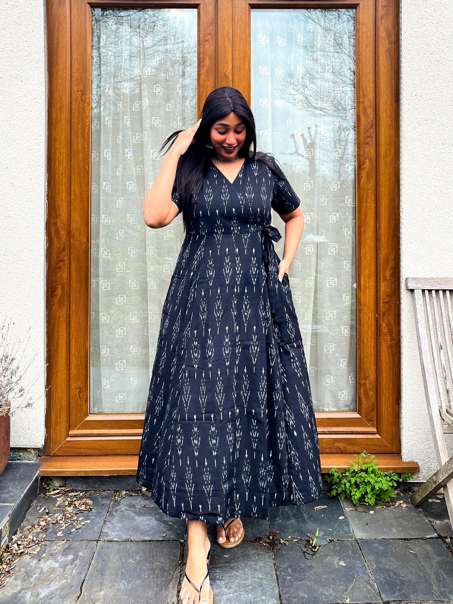 Ahana Ikkat Angrakha Dress