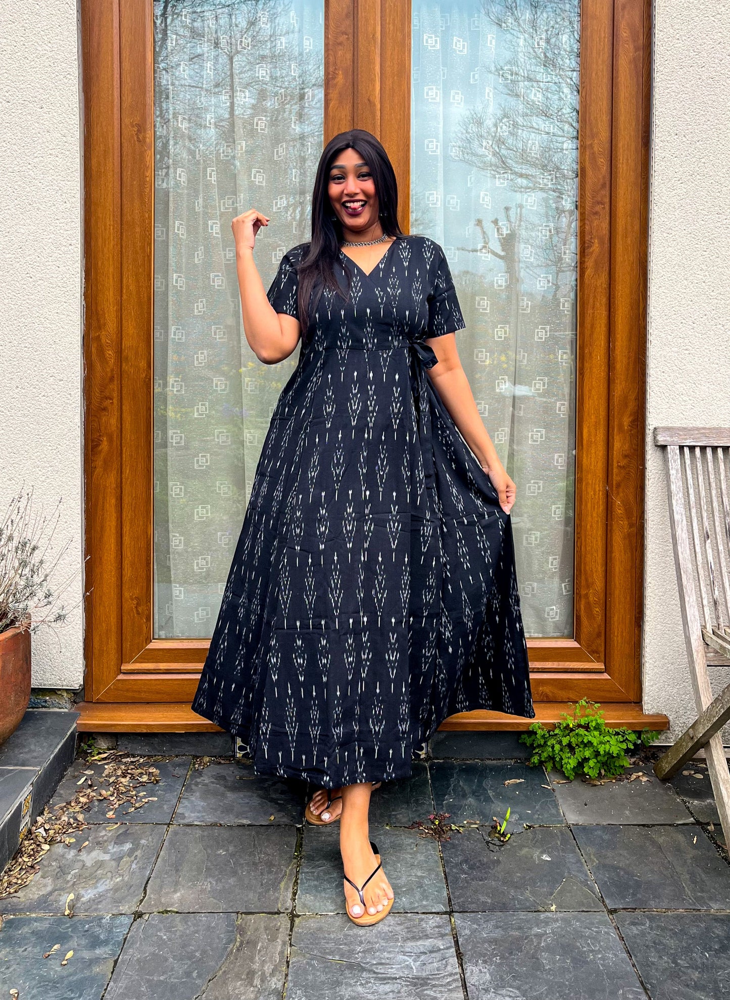 Ahana Ikkat Angrakha Dress