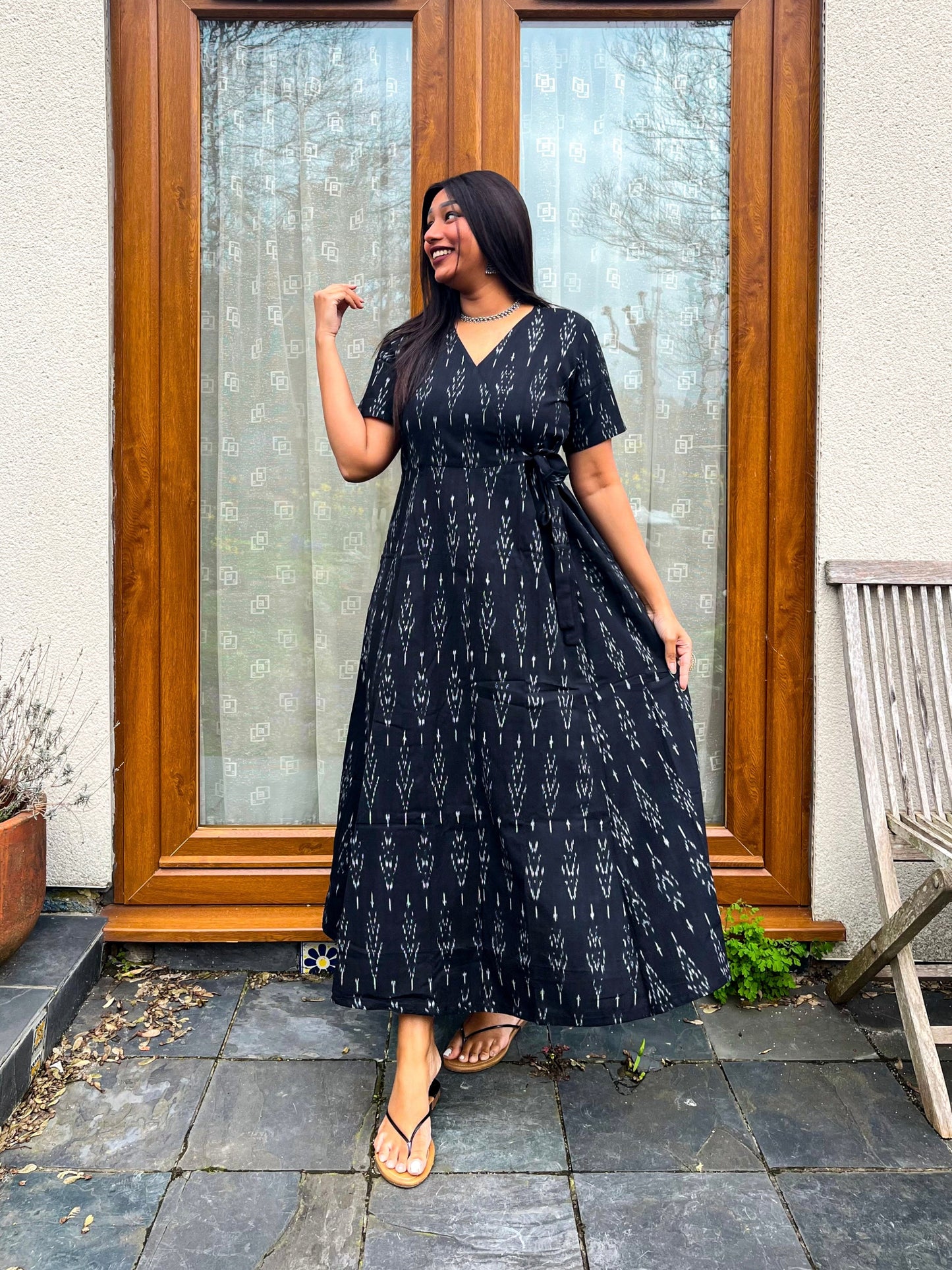 Ahana Ikkat Angrakha Dress