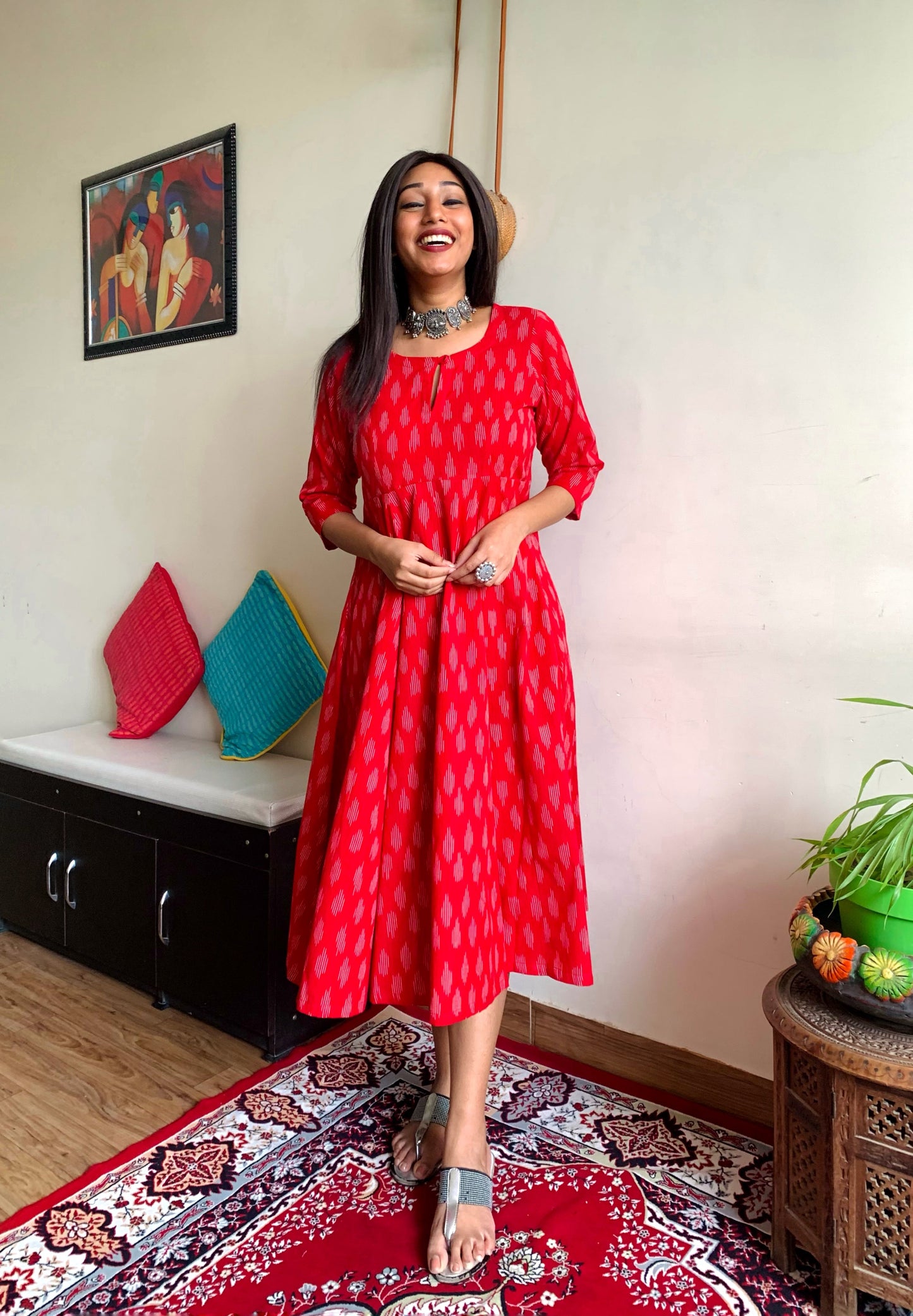 Scarlet Ikat Flare Dress