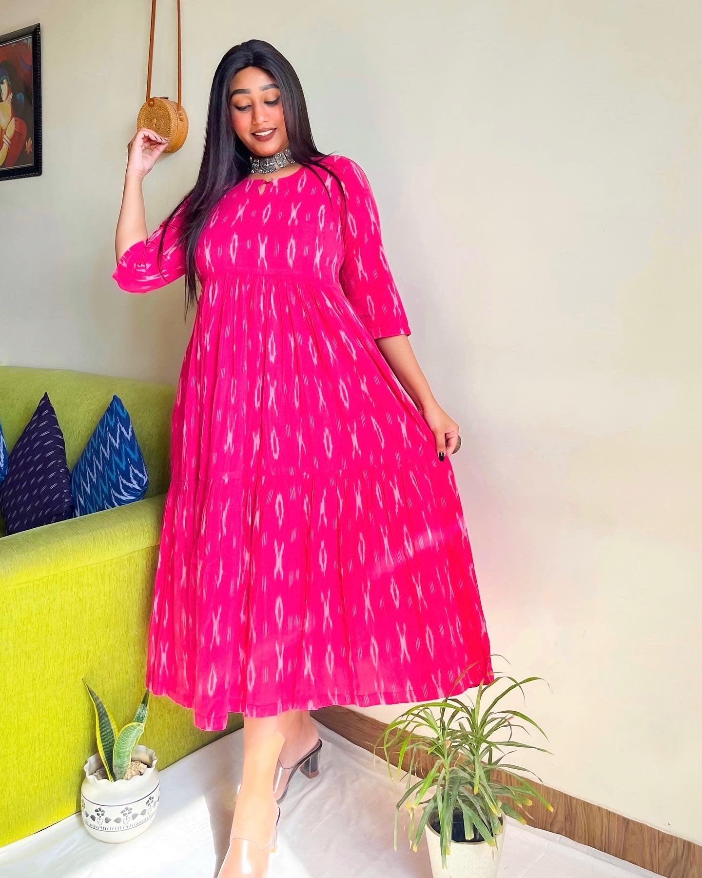 Dahlia Pink Tier Dress (S)