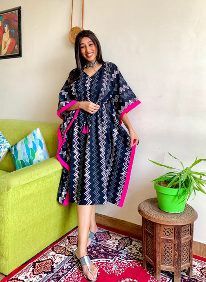 Black Zig Zag Kaftan