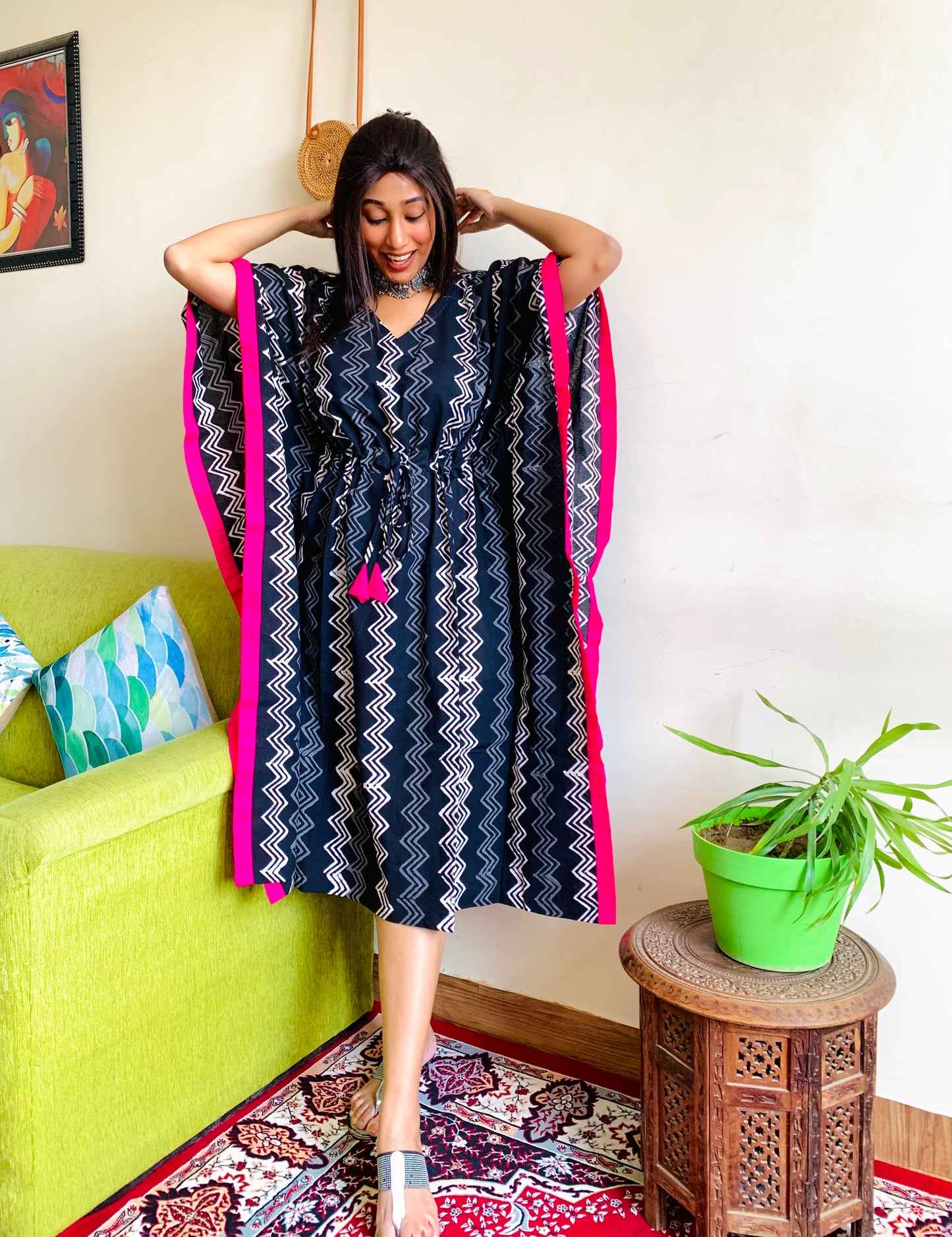 Black Zig Zag Kaftan