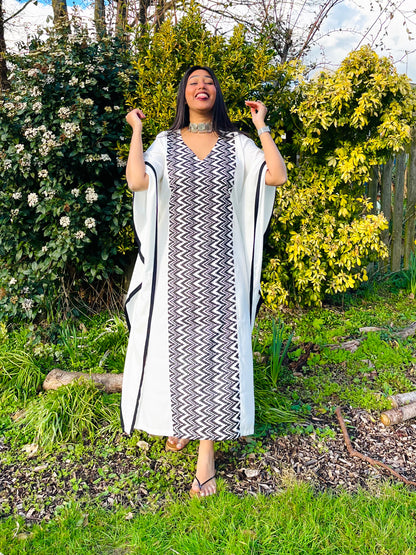 Saba Black & White Panel Kaftan (S)