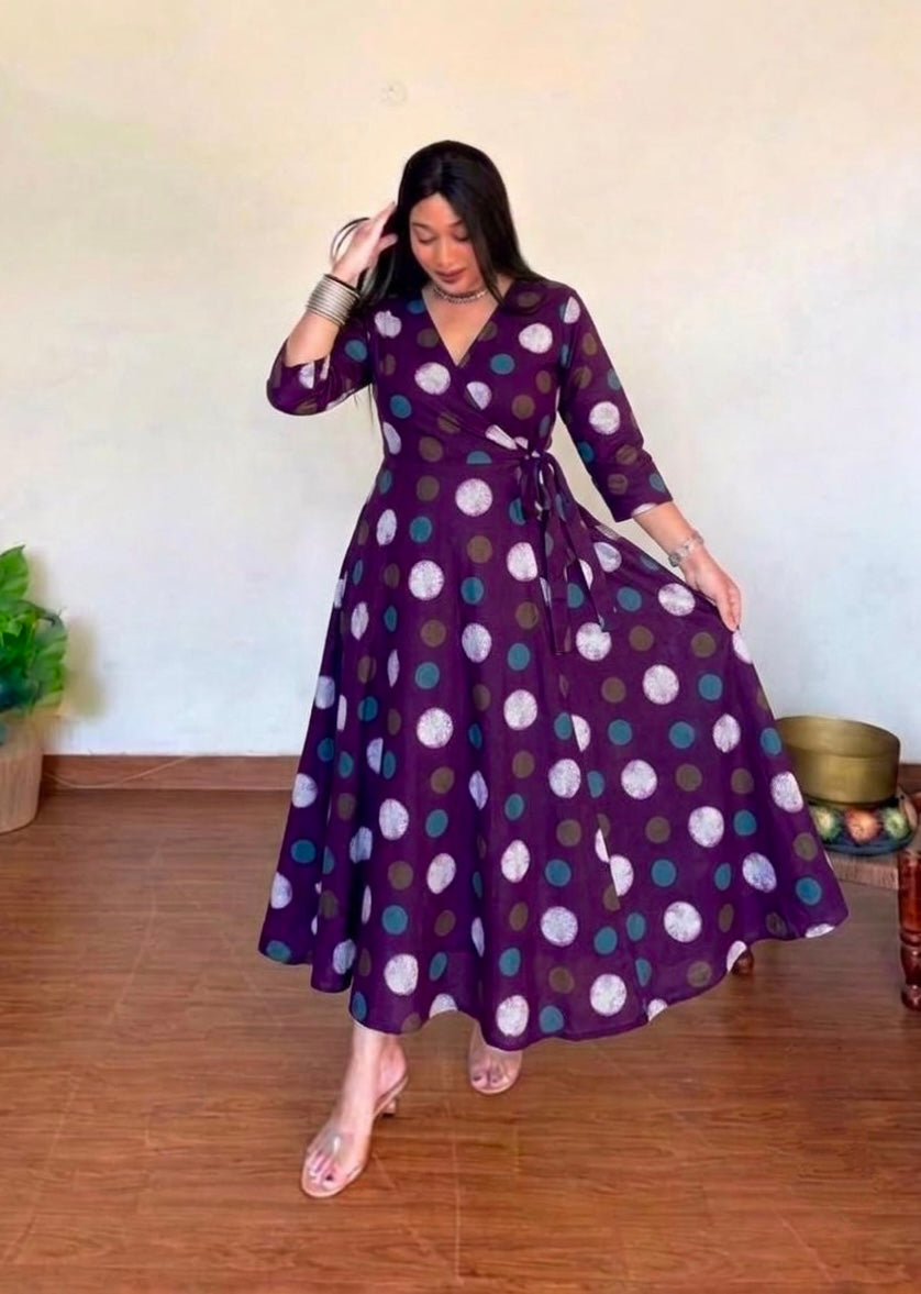 Magenta Polka Wrap Dress