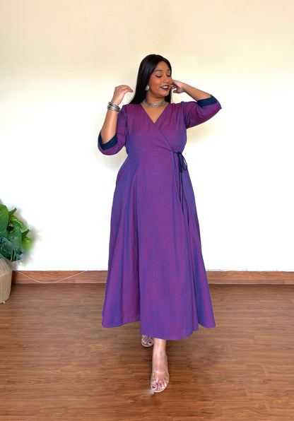 Jamun Ikkat Wrap Dress
