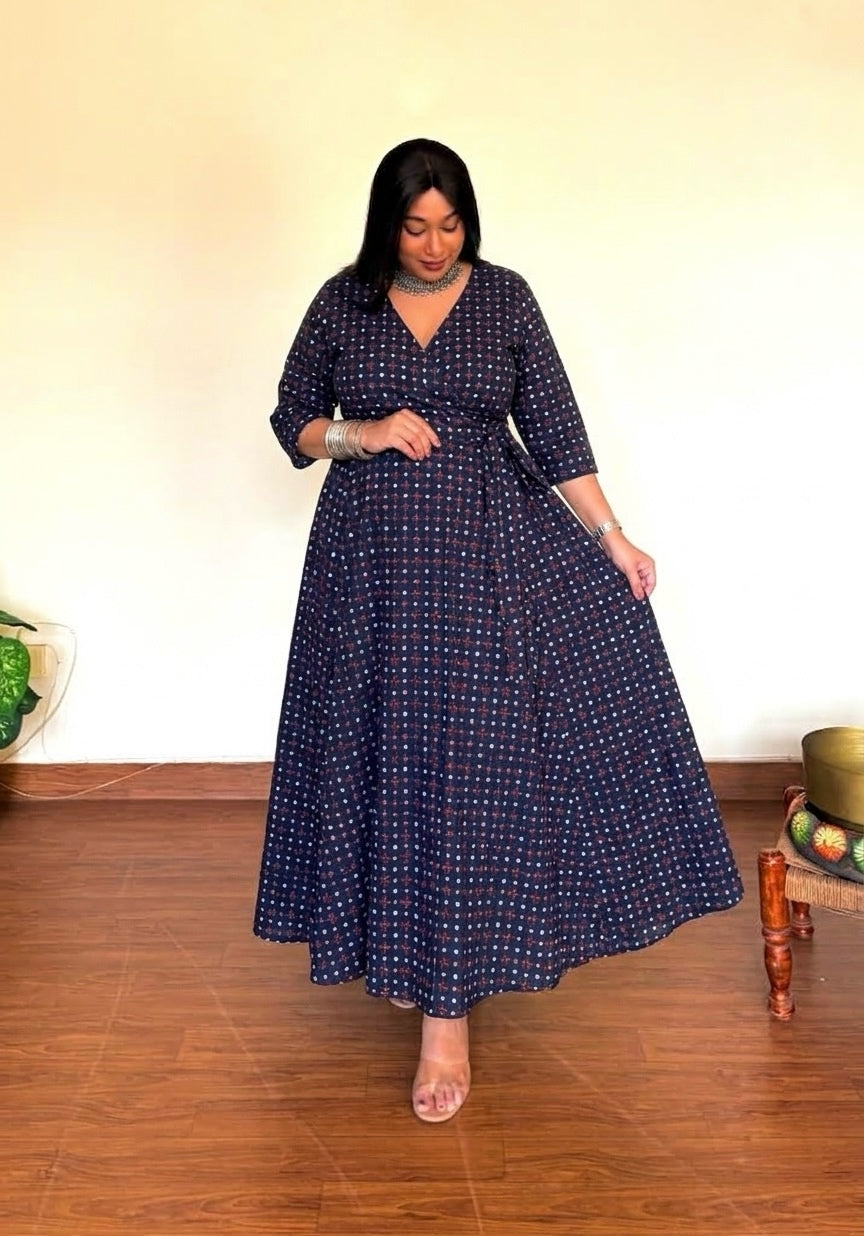 Zaina Navy Wrap Dress
