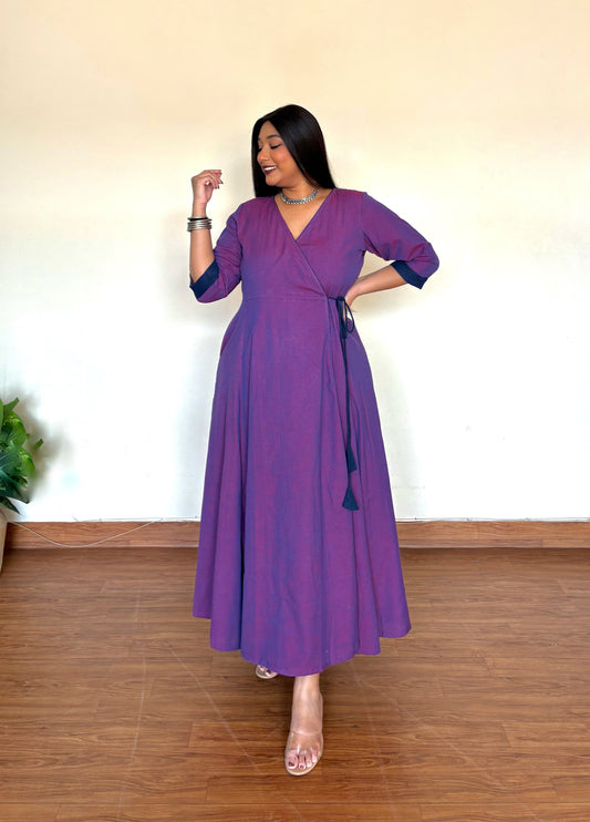 Jamun Ikkat Wrap Dress