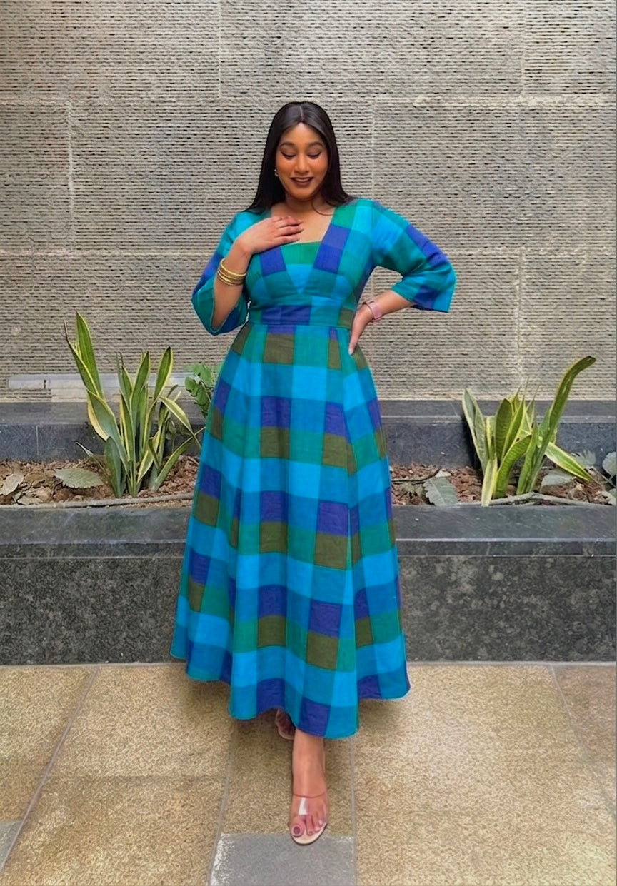 Aqua Blue Fit & Flare Dress