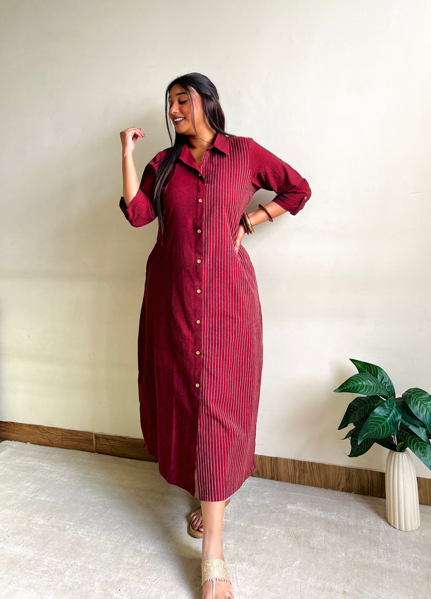 Aseera Half & Half Shirt Dress