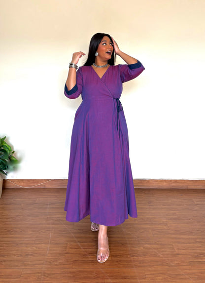Jamun Ikkat Wrap Dress