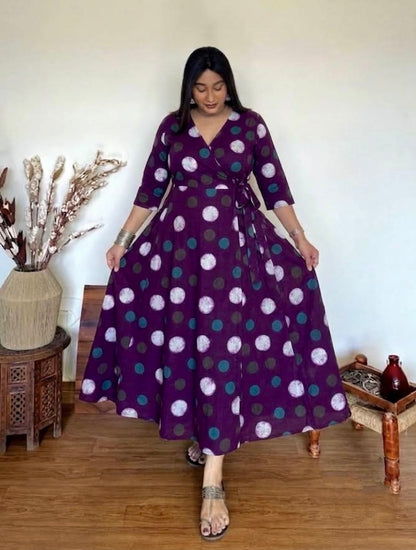 Magenta Polka Wrap Dress